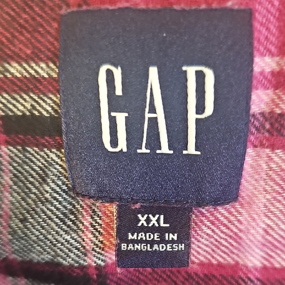 GAP Women's Burgundy and White Plaid Button Down Shirt Size XXL 100% COTTON - Picture 2 of 9